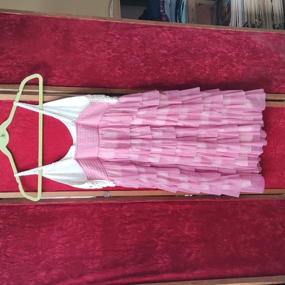 Pink Flutter gauzy crochet bodice dress J.Gee size XL - Picture 6 of 6